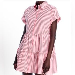 Aqua Pink and White Striped Mini Dress